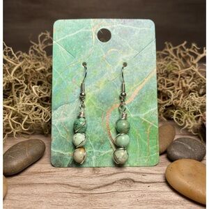 Green Turquoise Earrings Wire Wrapped Silver Hypoallergenic Earrings